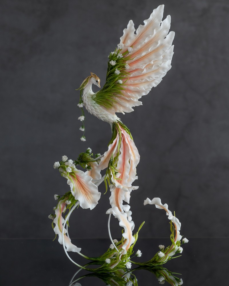 White phoenix statue bird by handmade 