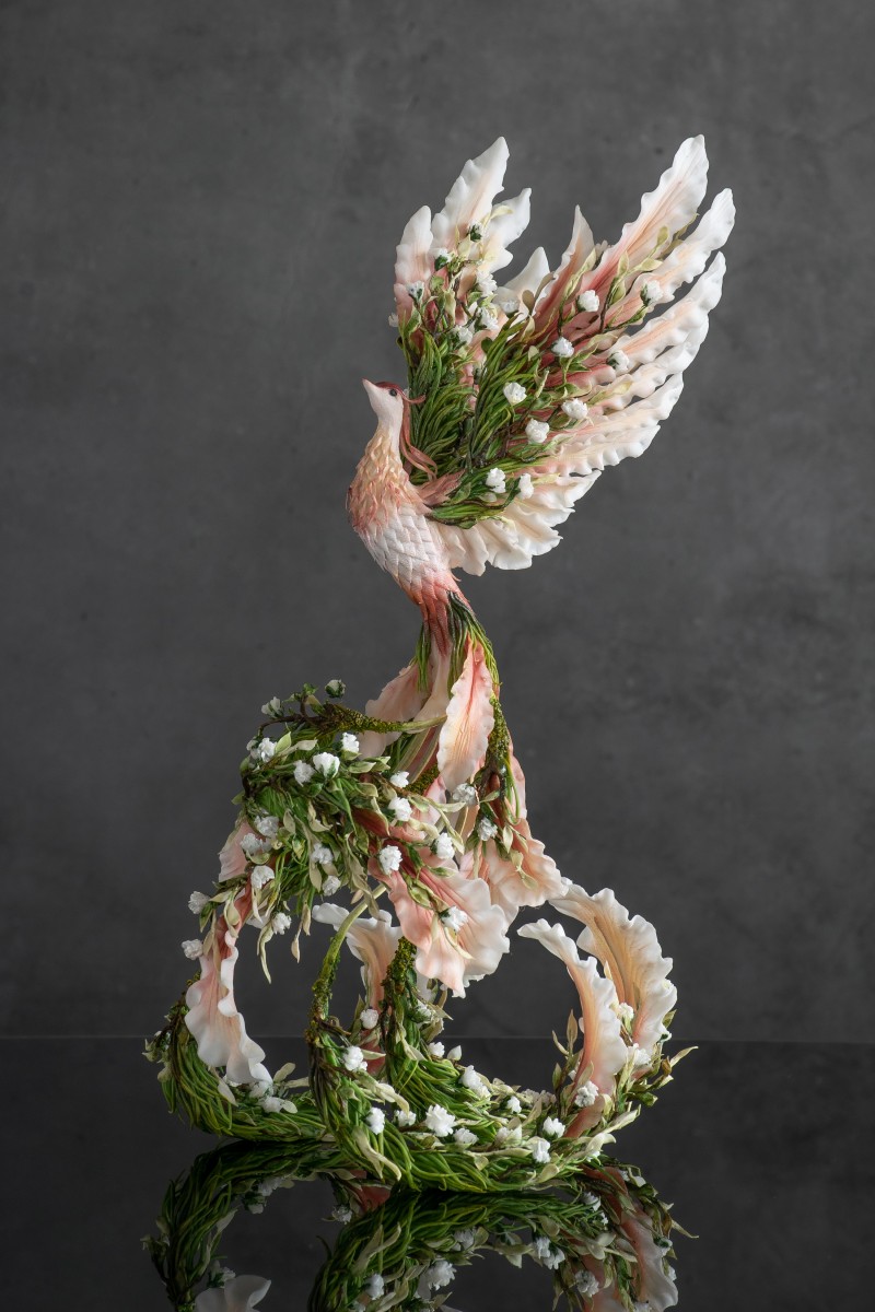 White phoenix statue bird by handmade 