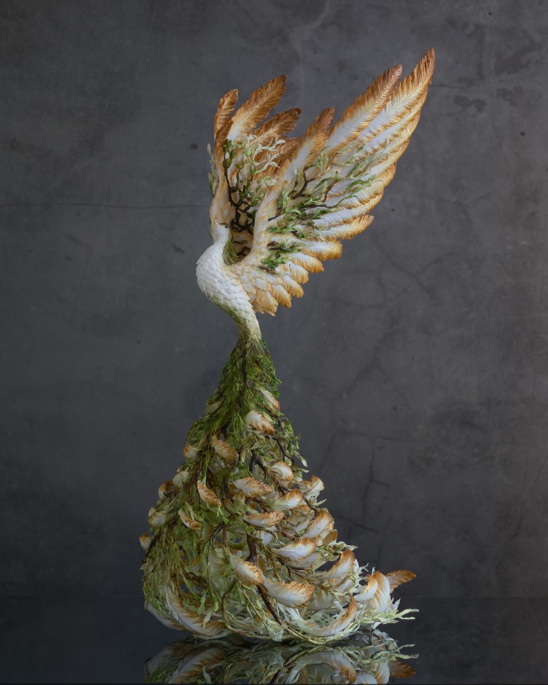 Forest phoenix statue with air clay by handmade 