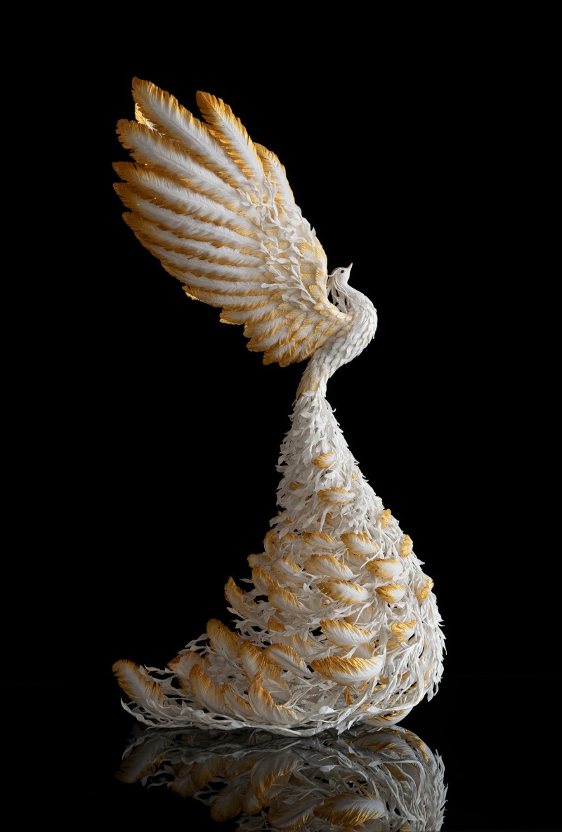 White phoenix statue bird by handmade 