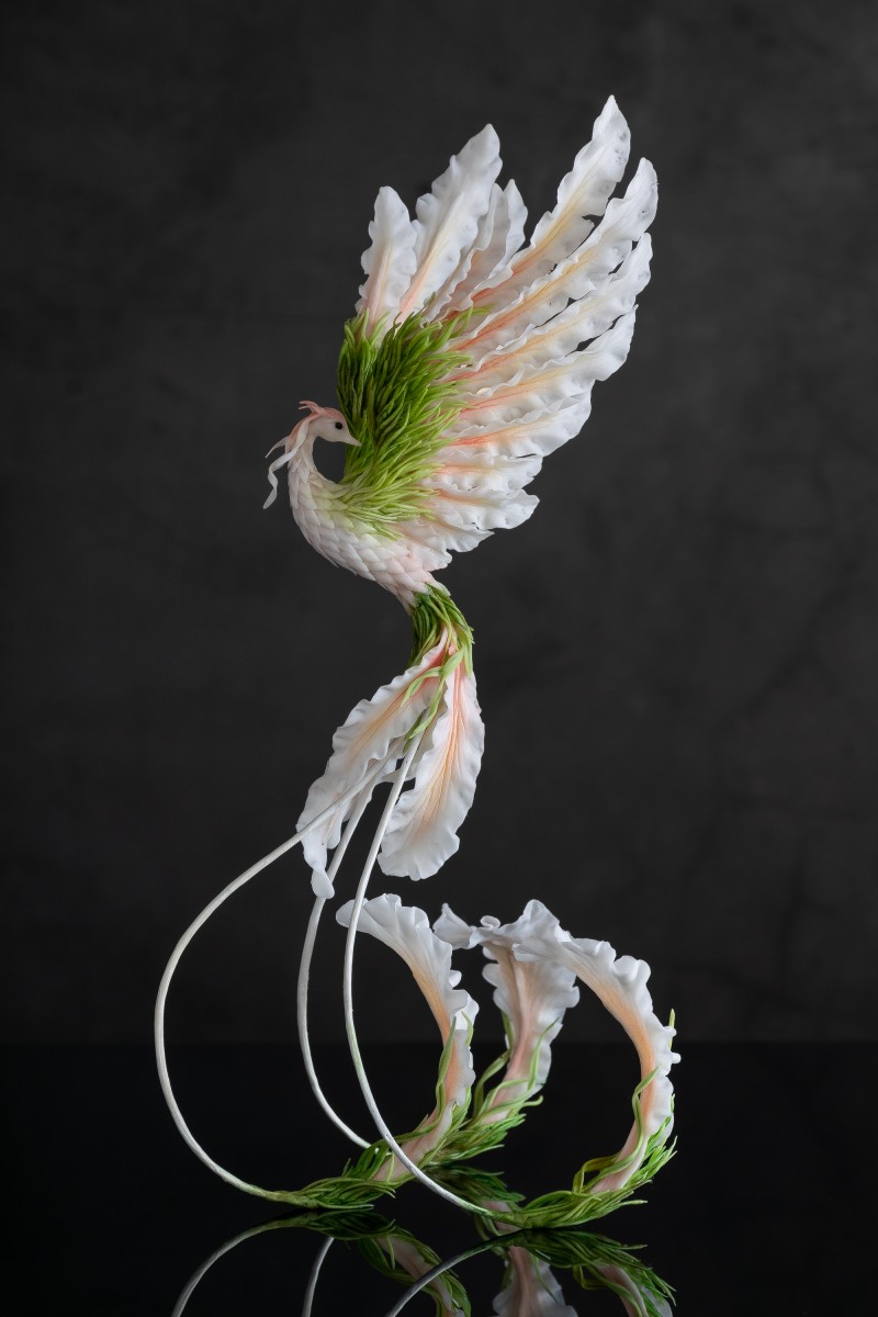 White phoenix statue bird by handmade 