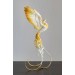Handmade Phoenix Statue bird made of air clay. White and gold bird