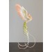 Handmade Phoenix Statue bird made of air clay. Pink and green bird