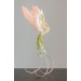 Handmade Phoenix Statue bird made of air clay. Pink and green bird
