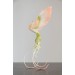Handmade Phoenix Statue bird made of air clay. Pink and green bird