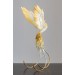 Handmade Phoenix Statue bird made of air clay. White and gold bird
