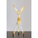 Handmade Phoenix Statue bird made of air clay. White and gold bird