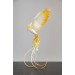 Handmade Phoenix Statue bird made of air clay. White and gold bird
