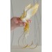 Handmade Phoenix Statue bird made of air clay. White and gold bird