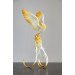 Handmade Phoenix Statue bird made of air clay. White and gold bird