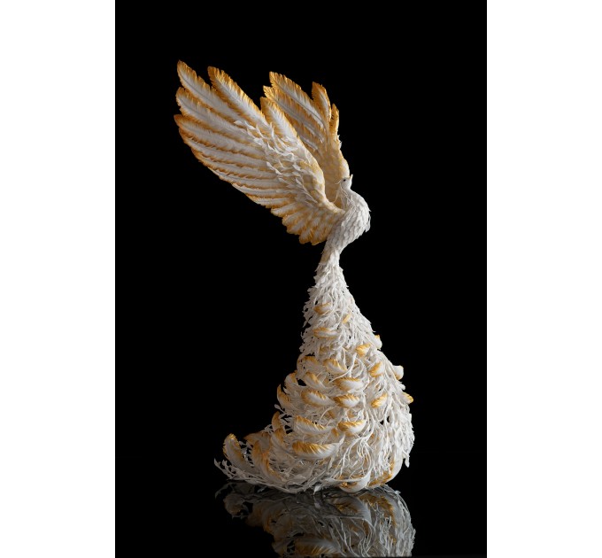 White and gold phoenix statue bird by handmade 