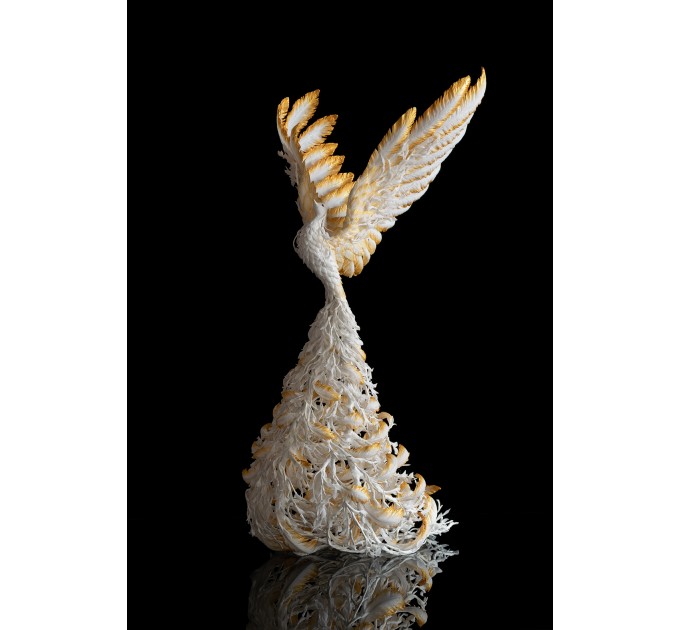 White and gold phoenix statue bird by handmade 