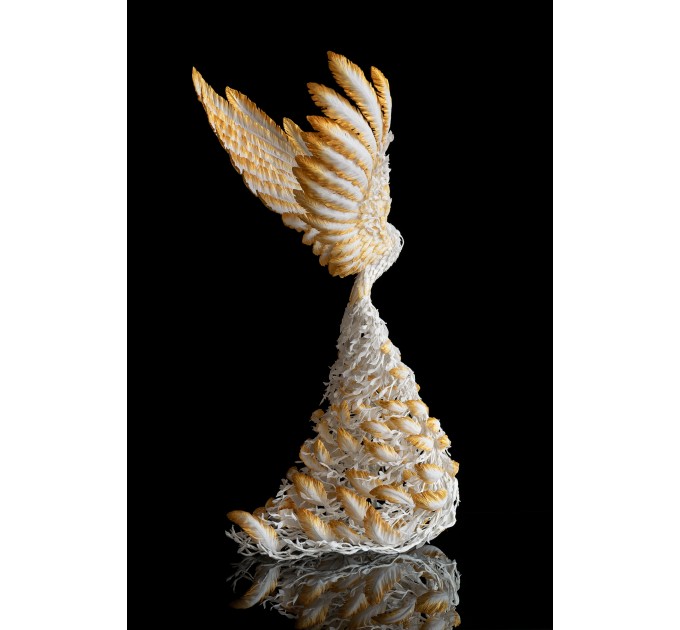 White and gold phoenix statue bird by handmade 