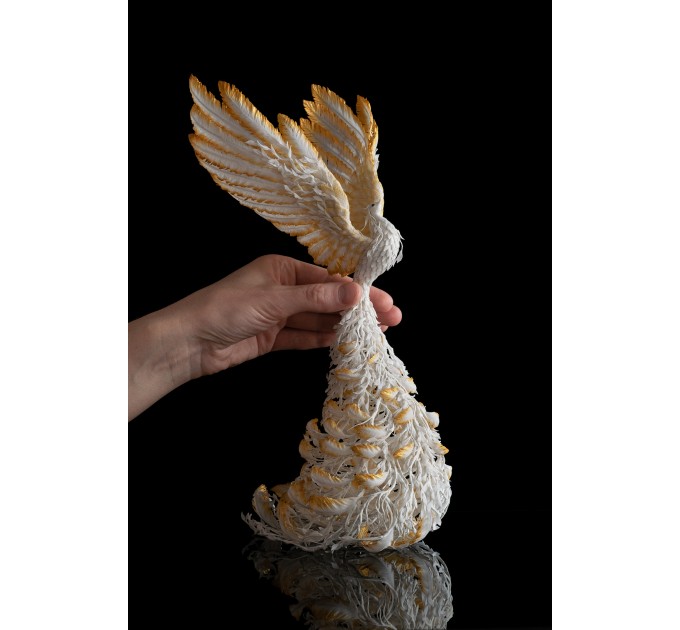 White and gold phoenix statue bird by handmade 