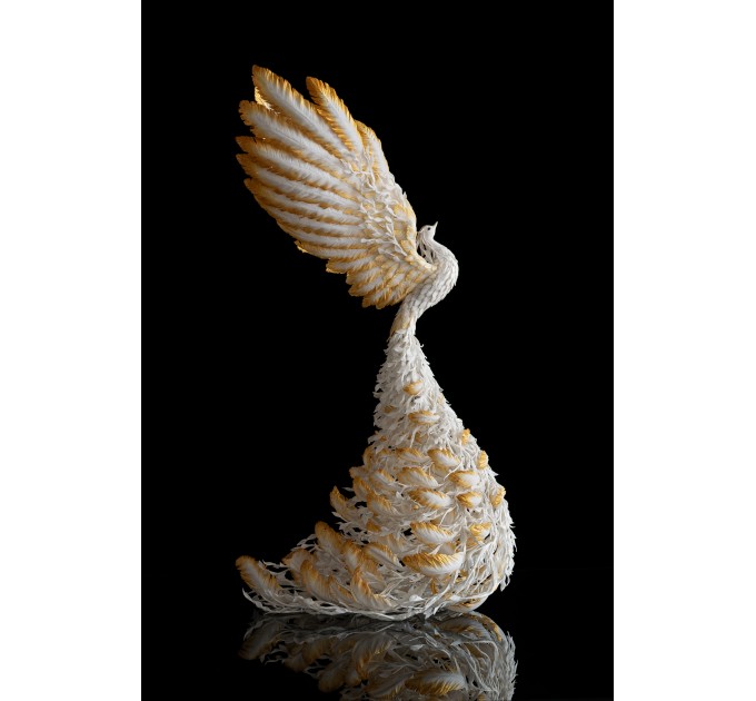 White and gold phoenix statue bird by handmade 
