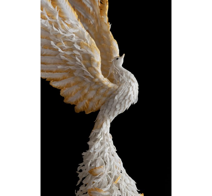 White and gold phoenix statue bird by handmade 