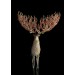 Handmade White stag statue with sacura, handmade One-of-a-kind 