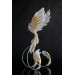 Handmade Gold and wite phoenix Statue bird made of air clay. White and gold bird