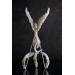 Handmade Gold and wite phoenix Statue bird made of air clay. White and gold bird