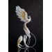 Handmade Gold and wite phoenix Statue bird made of air clay. White and gold bird