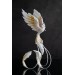 Handmade Gold and wite phoenix Statue bird made of air clay. White and gold bird