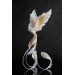 Handmade Gold and wite phoenix Statue bird made of air clay. White and gold bird