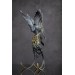 Handmade Black phoenix Statue bird made of air clay. Fire bird