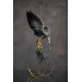 Handmade Black phoenix Statue bird made of air clay. Fire bird