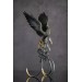 Handmade Black phoenix Statue bird made of air clay. Fire bird