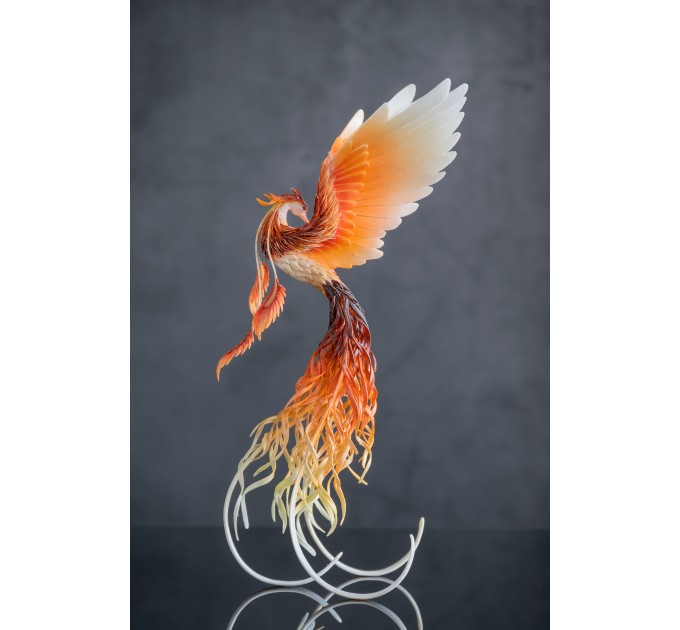 Handmade Phoenix Statue bird made of air clay. Fire bird