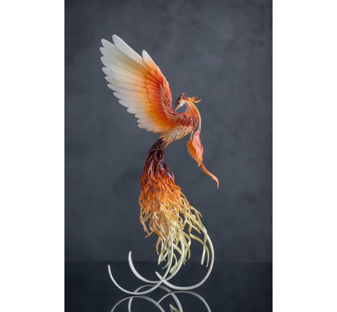 Handmade Phoenix Statue bird made of air clay. Fire bird