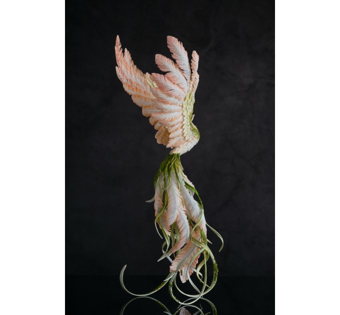 Pink and green phoenix statue bird by handmade 