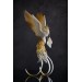 Handmade Gold and wite phoenix Statue bird made of air clay. White and gold bird