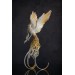 Handmade Gold and wite phoenix Statue bird made of air clay. White and gold bird