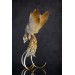 Handmade Gold and wite phoenix Statue bird made of air clay. White and gold bird