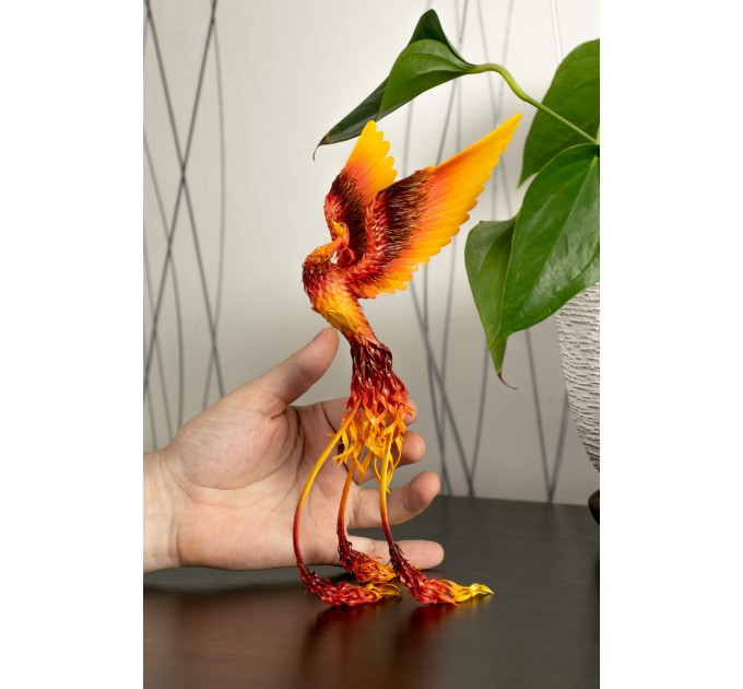 Handmade Phoenix Statue bird made ofair clay. Fire bird