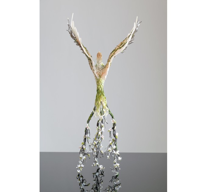 Handmade Phoenix Statue bird made of air clay. Forest bird