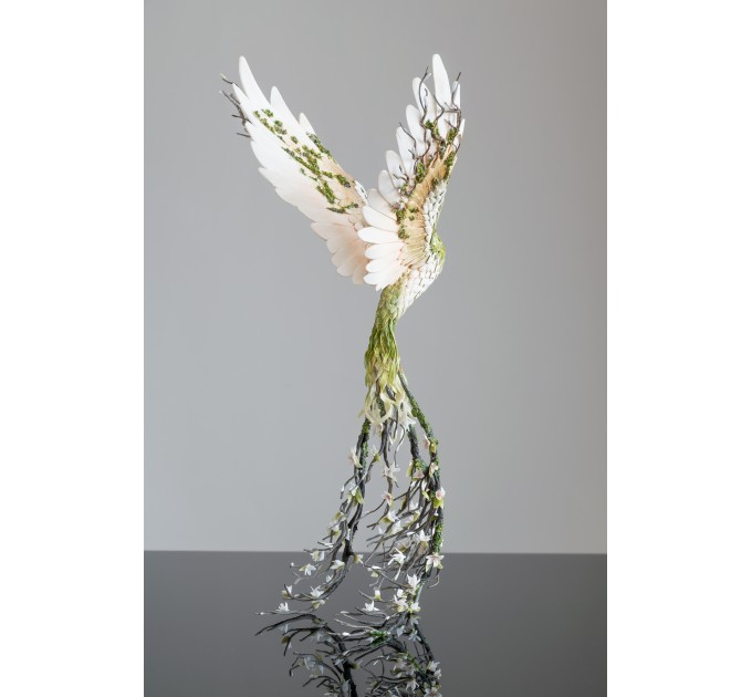 Handmade Phoenix Statue bird made of air clay. Forest bird