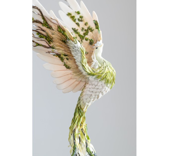 Handmade Phoenix Statue bird made of air clay. Forest bird