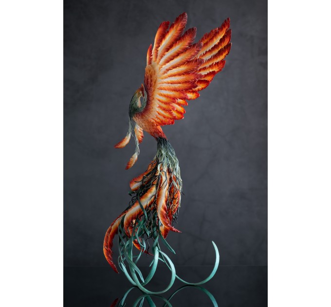 Handmade Phoenix Statue fire bird made of air clay