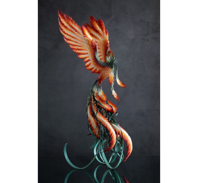 Handmade Phoenix Statue fire bird made of air clay