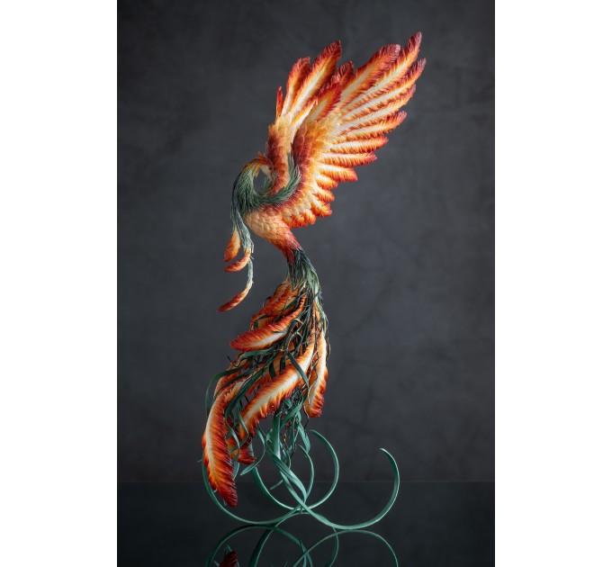 Handmade Phoenix Statue fire bird made of air clay