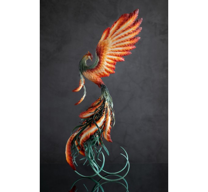 Handmade Phoenix Statue fire bird made of air clay