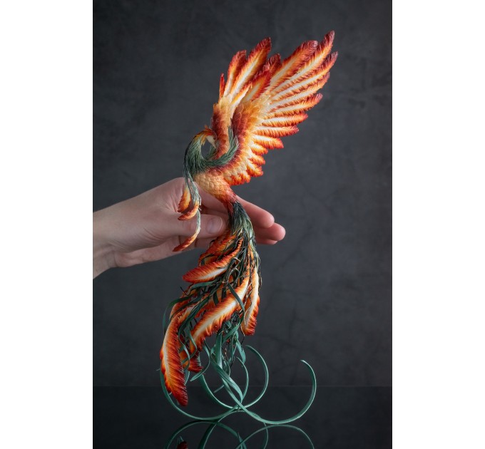 Handmade Phoenix Statue fire bird made of air clay