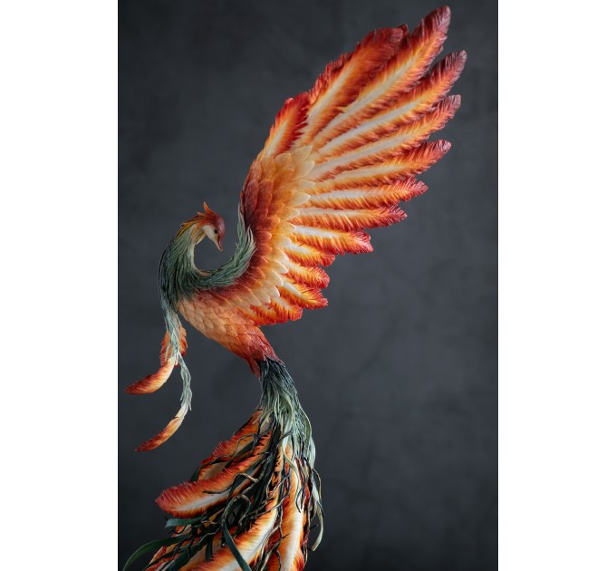 Handmade Phoenix Statue fire bird made of air clay