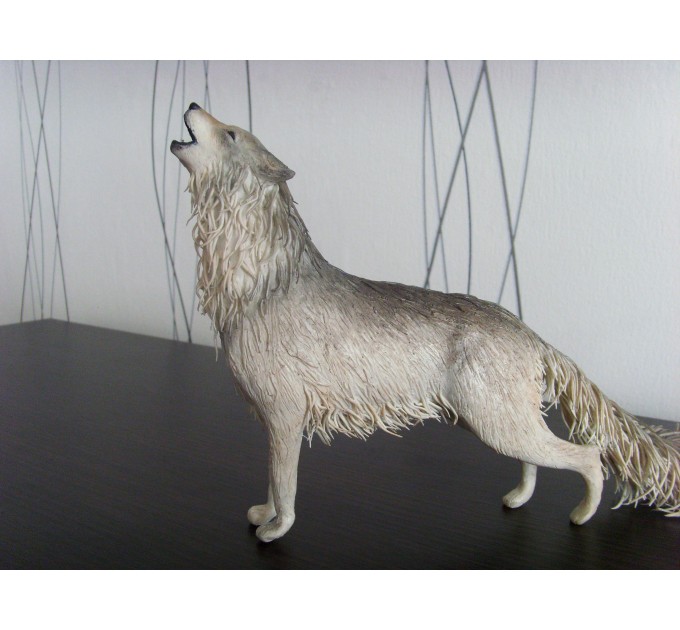 Handmade Wolf statue - fantasy One-of-a-kind figurine