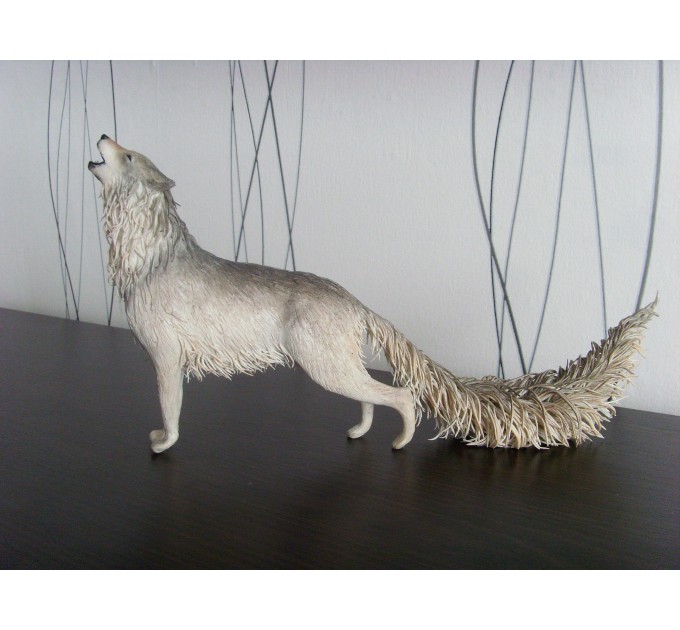 Handmade Wolf statue - fantasy One-of-a-kind figurine