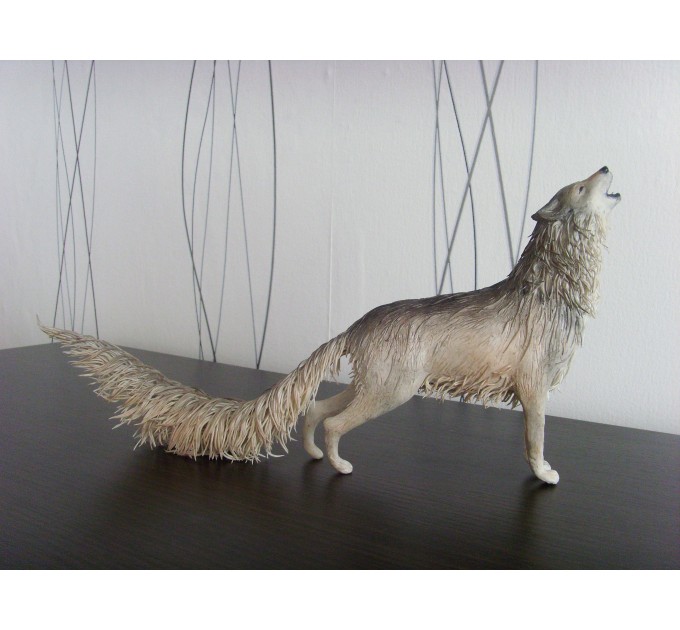 Handmade Wolf statue - fantasy One-of-a-kind figurine