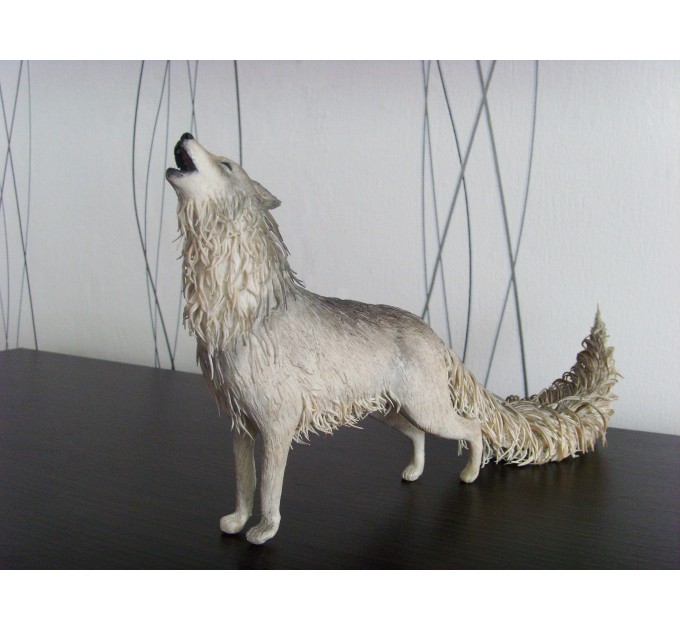 Handmade Wolf statue - fantasy One-of-a-kind figurine