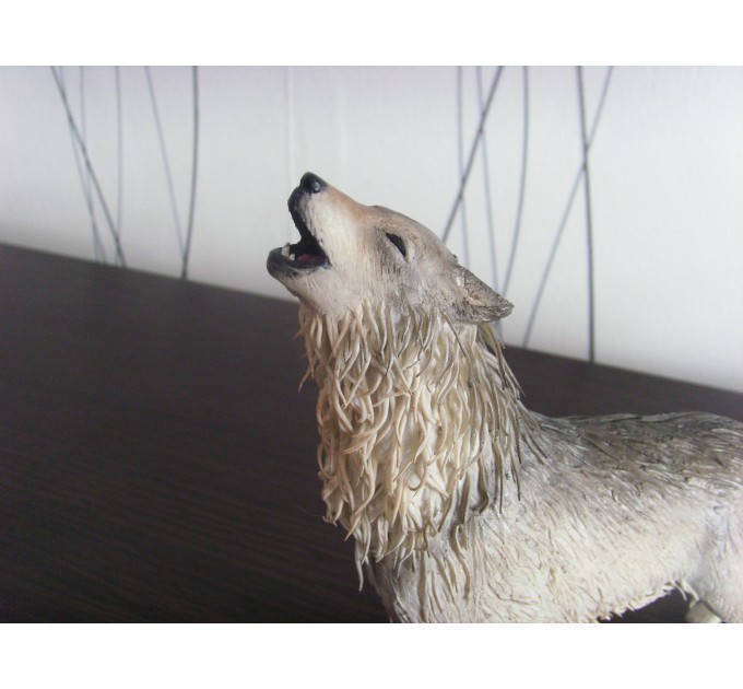 Handmade Wolf statue - fantasy One-of-a-kind figurine
